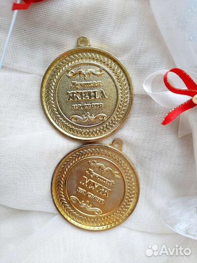 Свадебные бокалы, медали, украшения