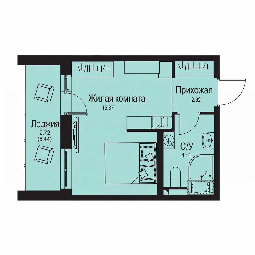 Квартира-студия, 24,9 м², 7/9 эт.