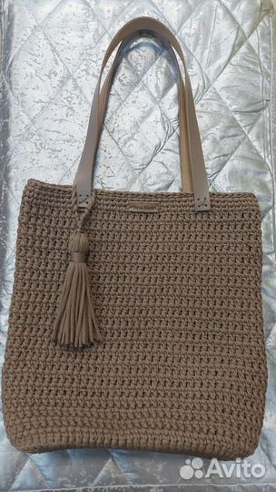 Cумка вязаная из шнура цвет какао