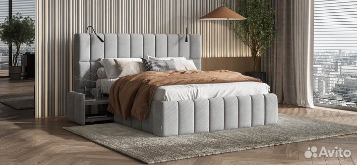 Кровать boss.XO 160*200 велюр Monolit сталь+матрас