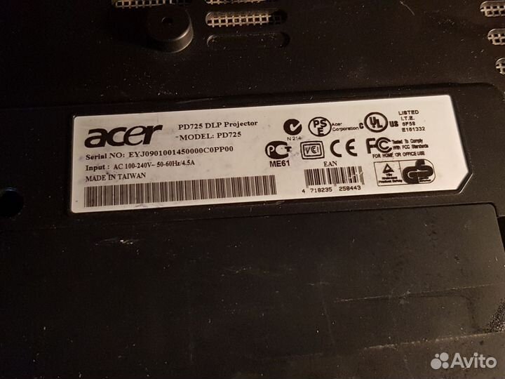 Проектор acer pd 725 dlp 1024x768