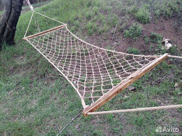 Гамак новый верёвочный с перекладинами