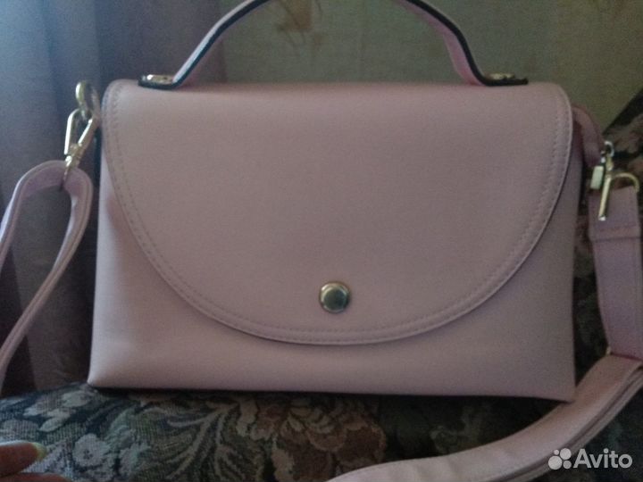 Сумка кожаная новая нежно розовый цвет