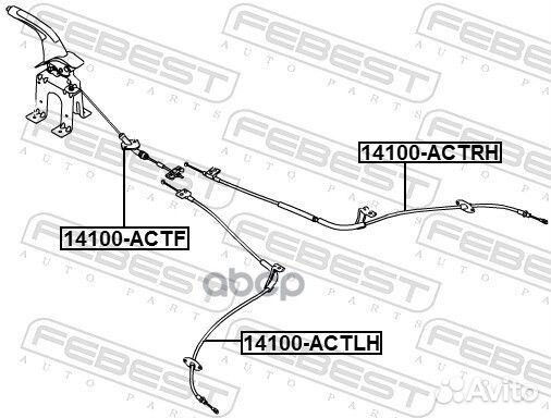 Трос стояночного тормоза 14100actf Febest