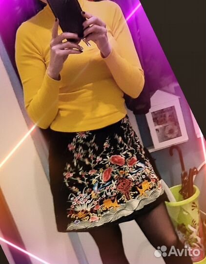 Юбка Zara кофта в рубчик