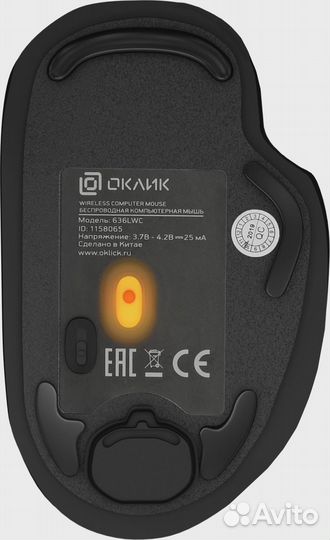 Мышь Оклик 636LWC черный оптическая 1600dpi беспров. USB/USB-C для ноутбука 6but (1158065)
