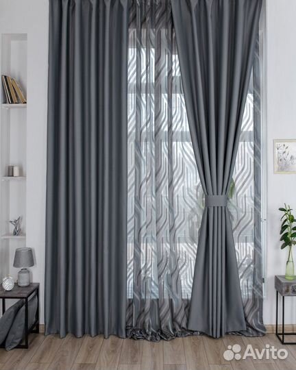 Шторы блэкаут Амадео серый новые пошив