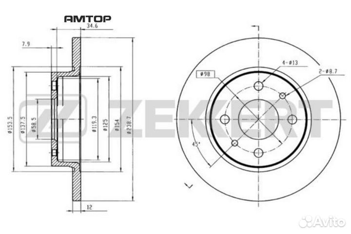 Zekkert BS5456 BS-5456 zekkert Диск торм. перед