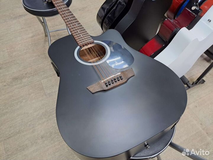 Гитара 12струнная электроакустическая чёрная