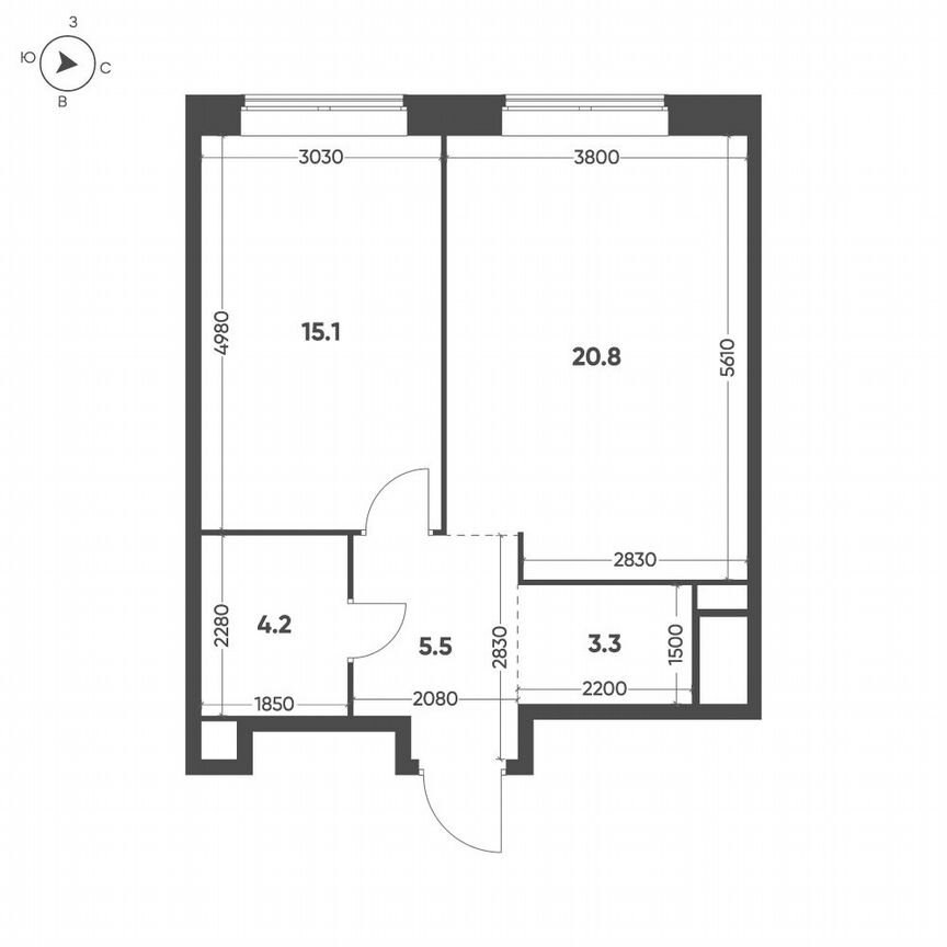 1-к. квартира, 48,9 м², 2/16 эт.