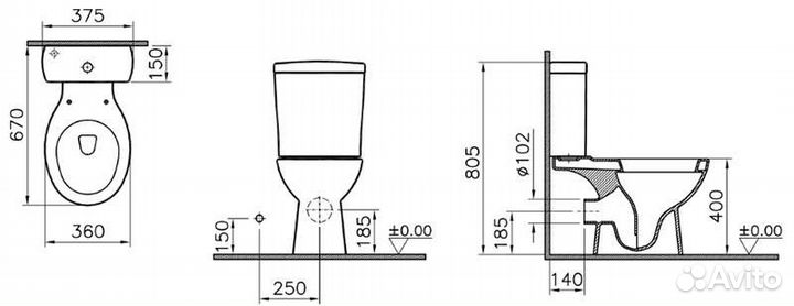 Унитаз-компакт Norm Nord 9845B099-7202 с микролиф