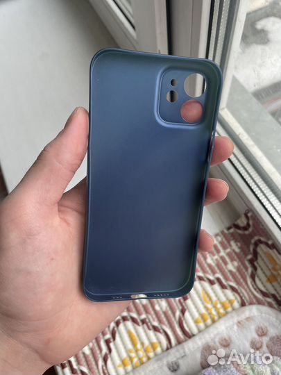 Чехол для iPhone 12 синий ультратонкий