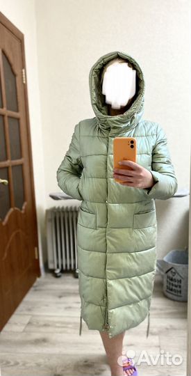 Пуховик из экокожи зимний