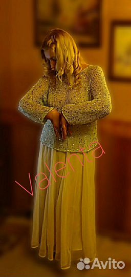 Кофта паутинка из хлопка и королевских паеток