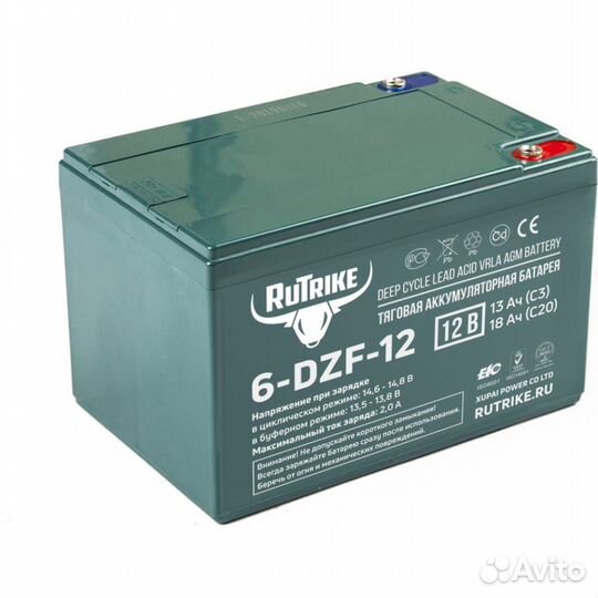 Тяговый гелевый аккумулятор Rutrike 6-DZF-12