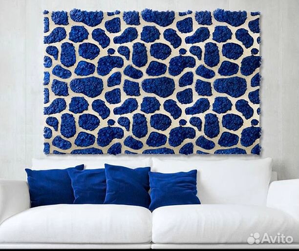 Панно из мха синий цвет