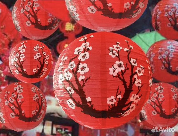 Китайские бумажные фонарики/шарики Декор кафе 40см