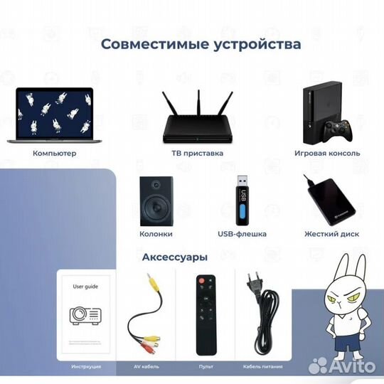 Мультимедийный проектор JIN TU YG-430A wi-fi 1080P