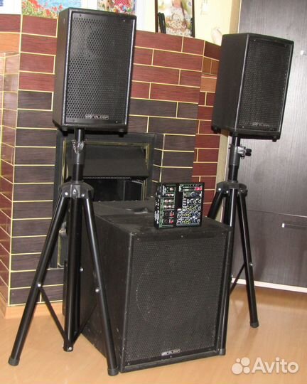 Колонки Саб 1400W Микшер Стойки Активный комплект