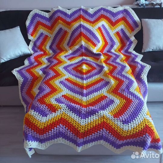 Плед вязаный, ручная работа