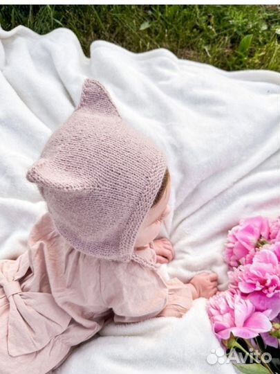 Чепчик Котенок вязаный детский