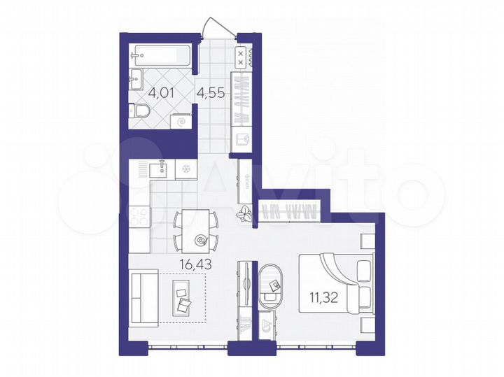 1-к. квартира, 36,3 м², 22/25 эт.