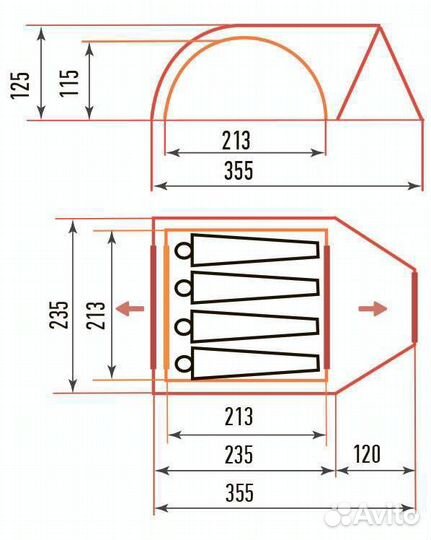 Палатка urex Урал 4, Россия, новая с гарантией