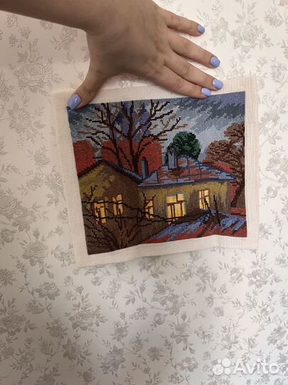 Готовая вышивка крестом Зимний вечер