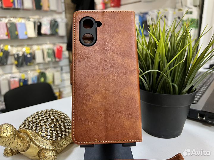 Чехол книжка Realme C33 премиум коричневый