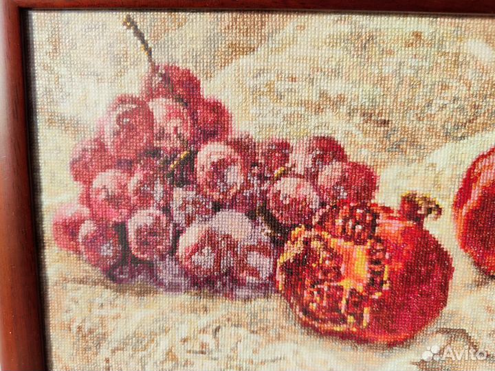 Вышитая картина Гранаты и виноград