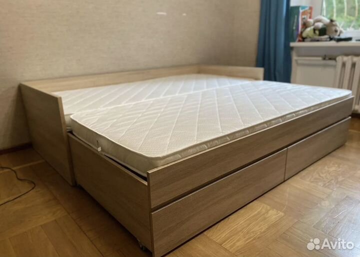 Кровать икеа IKEA brimnes 90-180/200 сонома