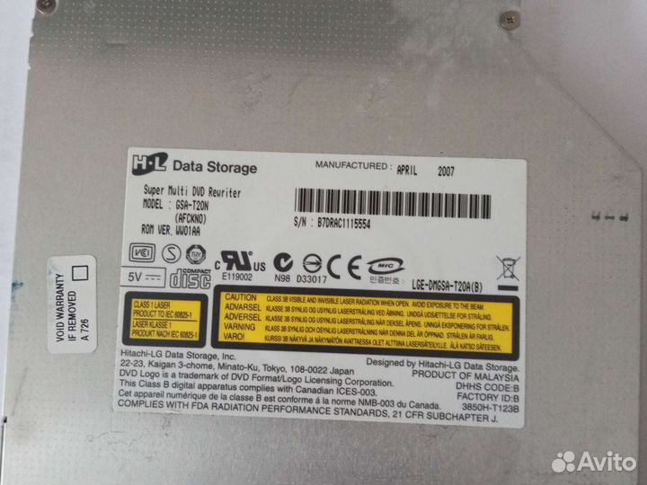 DVD-RW привод sony GSA-T20N для ноутбука