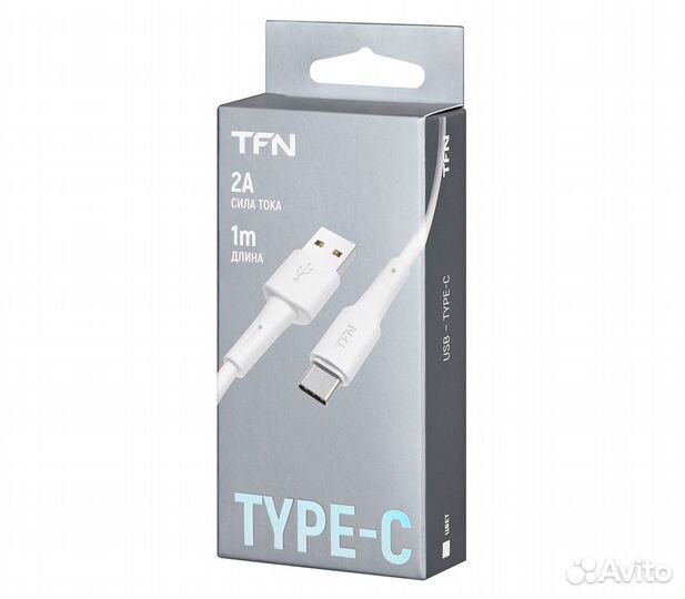 Кабель TFN USB-A / USB-C, пвх, 1 м, белый