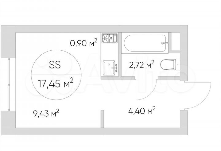 Апартаменты-студия, 17,5 м², 7/21 эт.