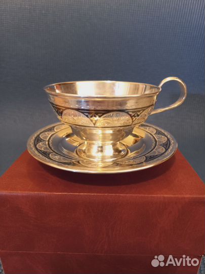 Серебряная чайная, кофейная пара Кубачи 180 грамм