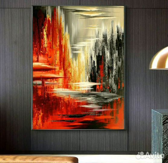 Картина маслом абстракция красная
