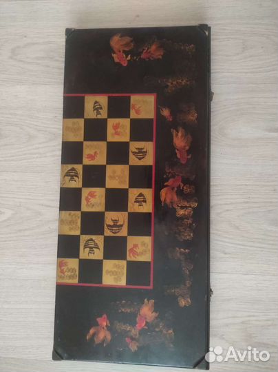 Шахматы нарды шашки 3 в 1 ручной работы