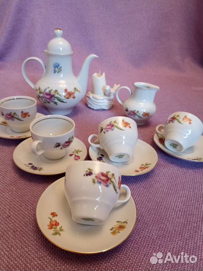 Сервиз кофейный мейсенский букет Чехия