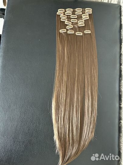 Волосы 70см коричнево русые на заколках