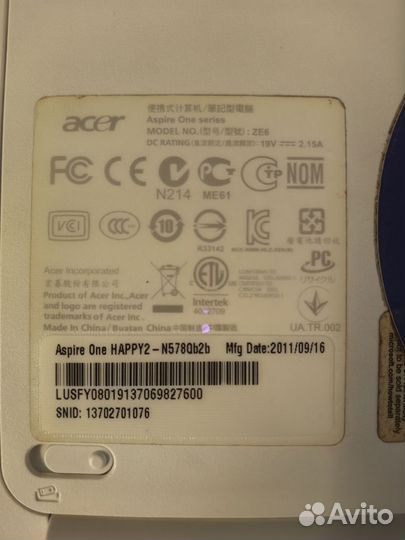 Нетбук Acer aspire One Happy - 2