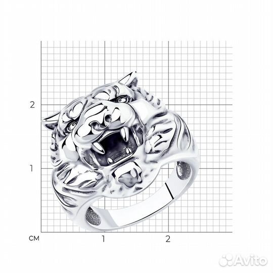 Мужское кольцо из серебра «Тигр»