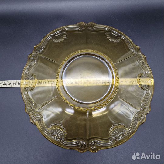 Старинное блюдо и ваза цветное янтарное стекло