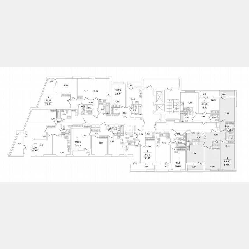 3-к. квартира, 87,1 м², 14/17 эт.