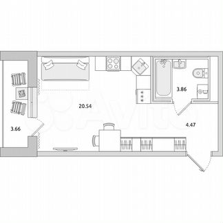 Квартира-студия, 29 м², 18/21 эт.