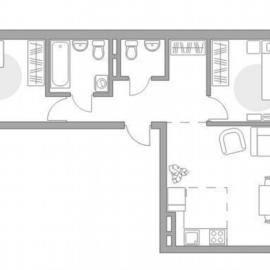 2-к. квартира, 58,7 м², 6/6 эт.