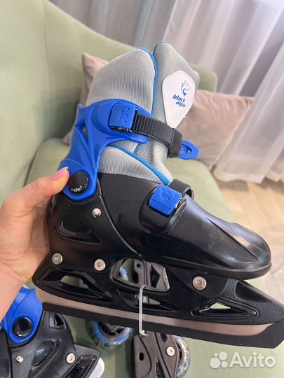 Коньки ледовые / роликовые раздвижные