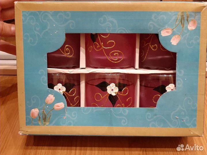 Стаканы розовые с цветами