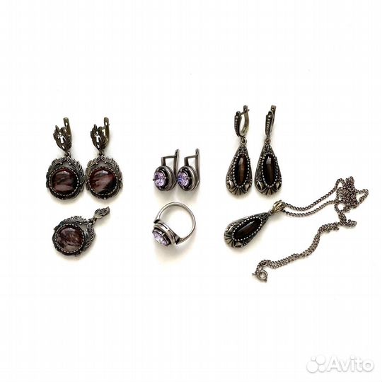 Комплекты серьги и кулон времён СССР