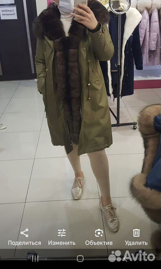 Парка женская зимняя длинная, натур мех, 48 раз