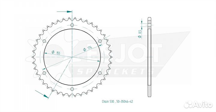 Задняя звезда Esjot 50-35046-42 (аналог JTR2011.42